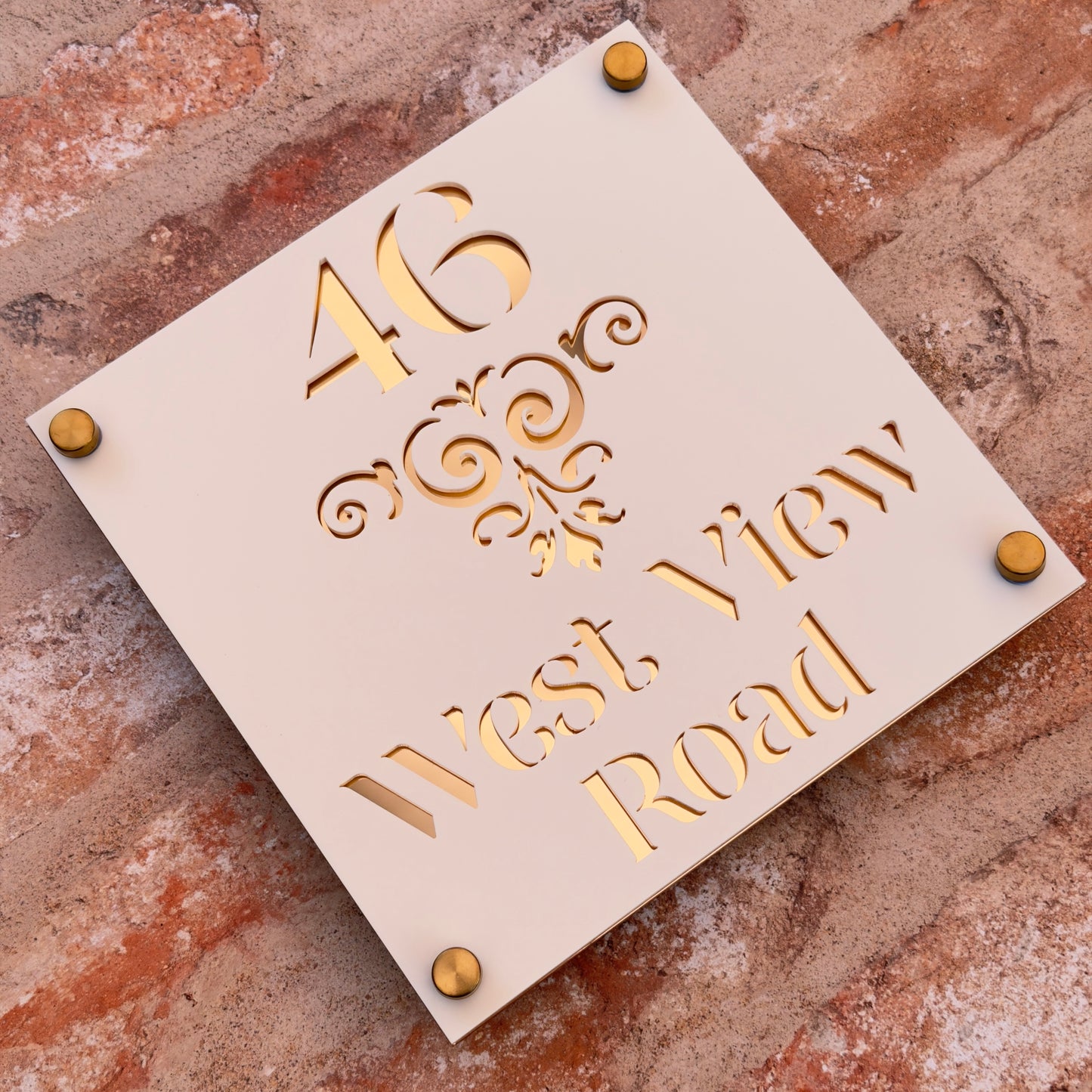 Baroque Single Border House Sign, custom address plaque