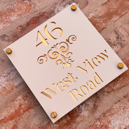 Baroque Single Border House Sign, custom address plaque