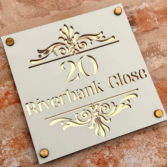Baroque House Sign, custom address plaque
