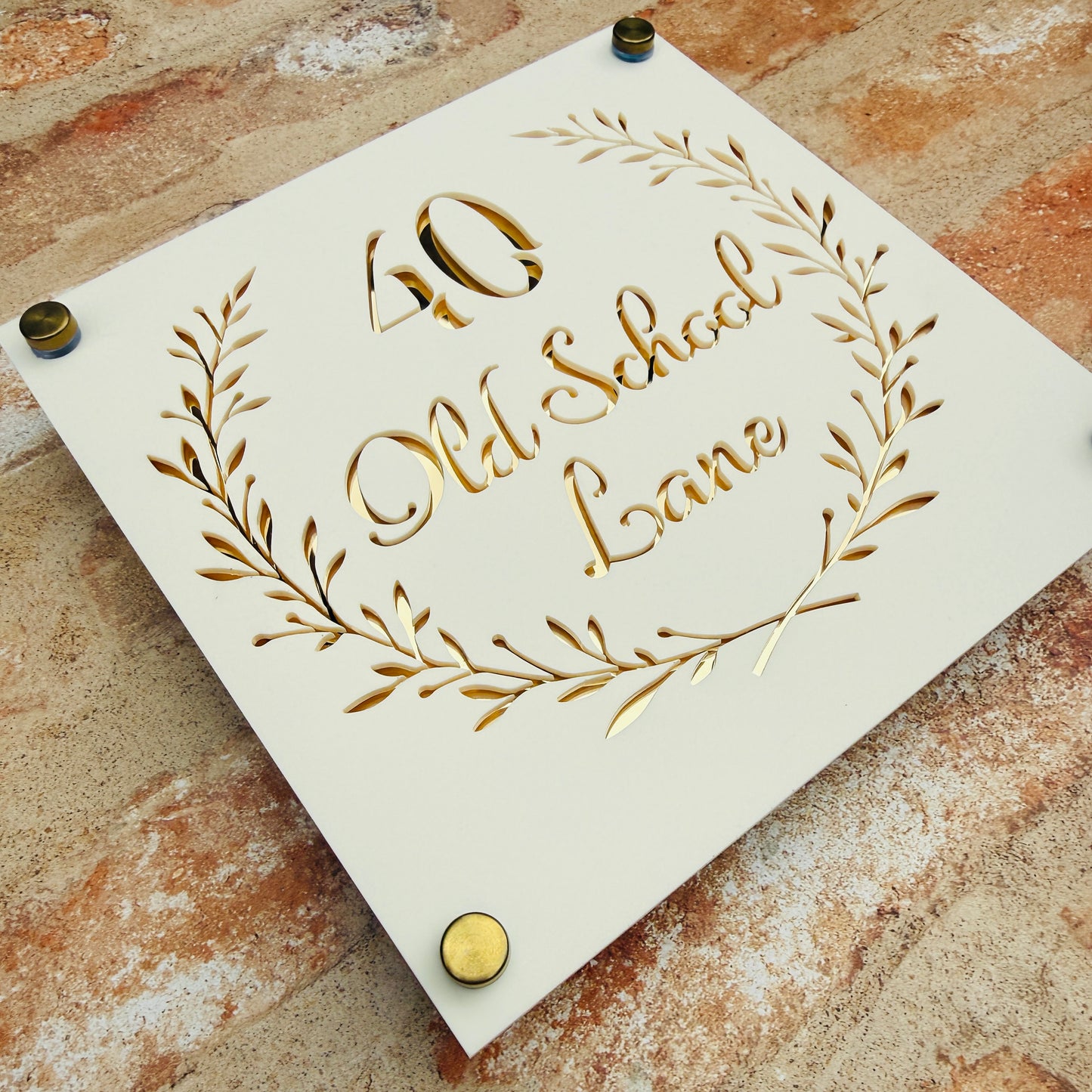 Dainty Laurel wreath House Sign, custom address plaque