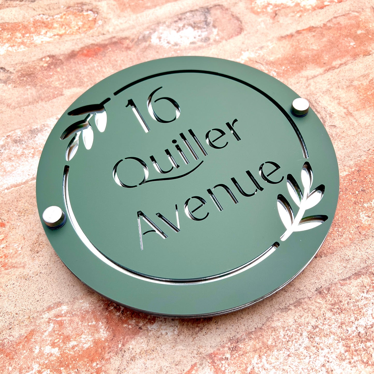 Round Wreath House Sign, custom address plaque