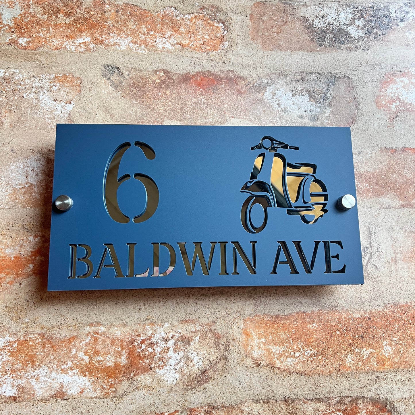 Scooter House Sign, custom address plaque