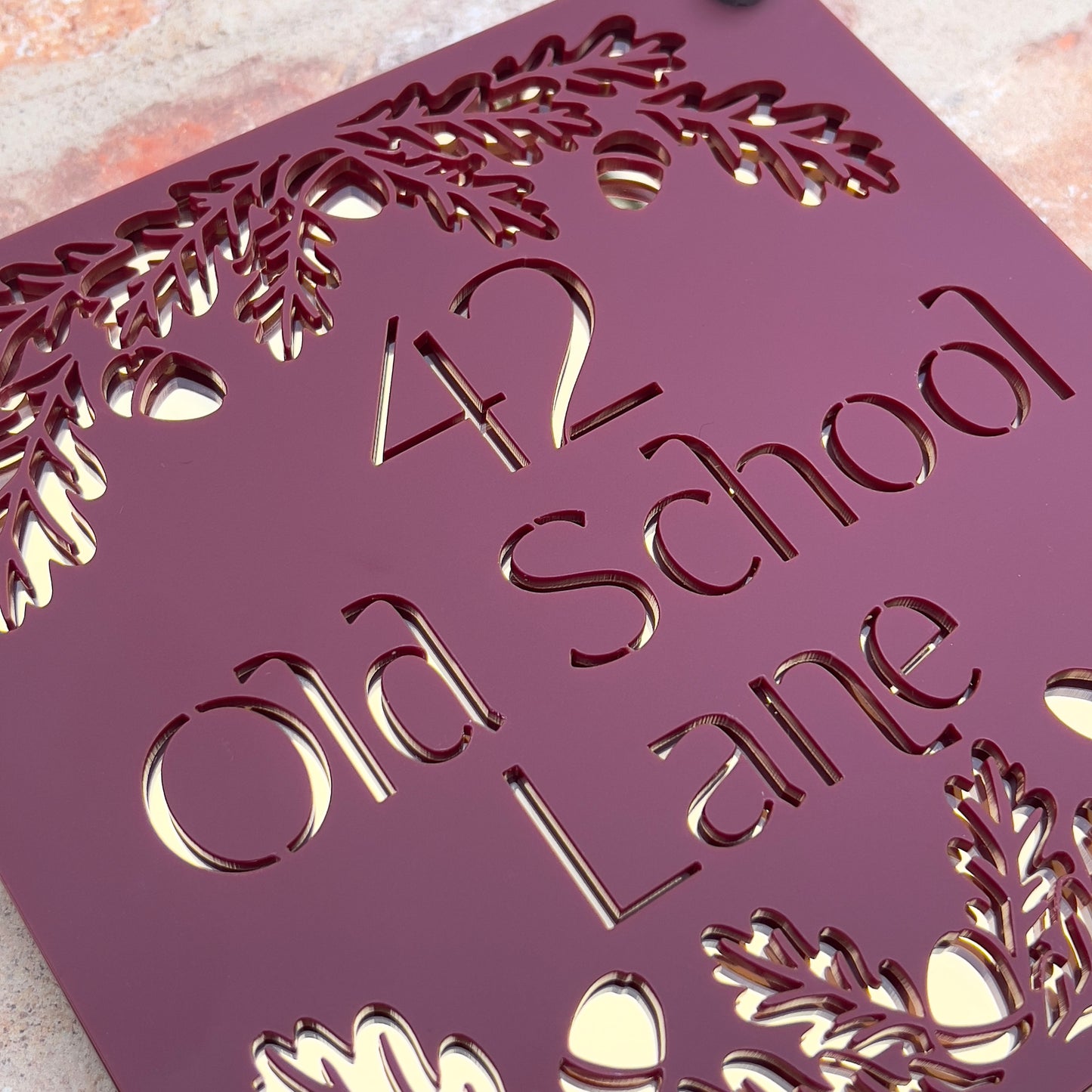 Oak border House Sign, custom address plaque