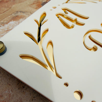 Doodle Laurel wreath House Sign, custom address plaque