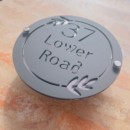 Round Wreath House Sign, custom address plaque