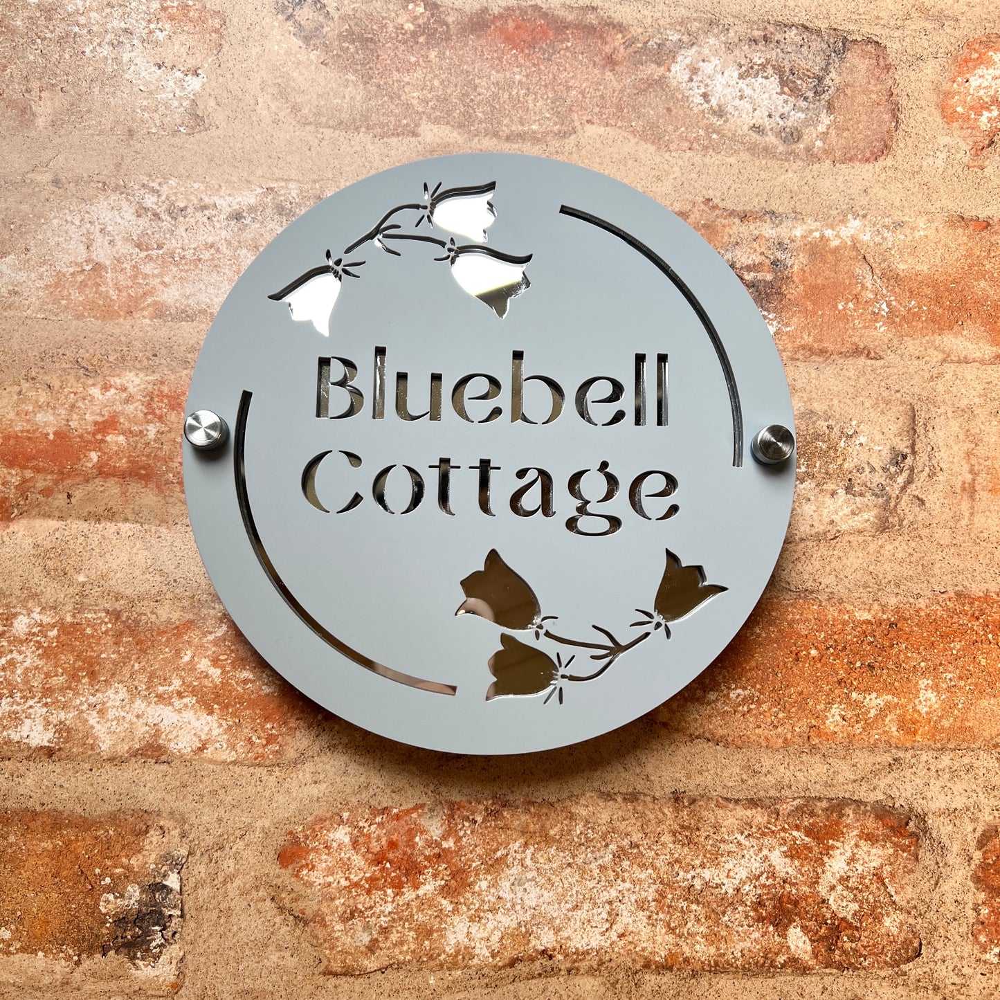 Round Bluebell House Sign, custom address plaque