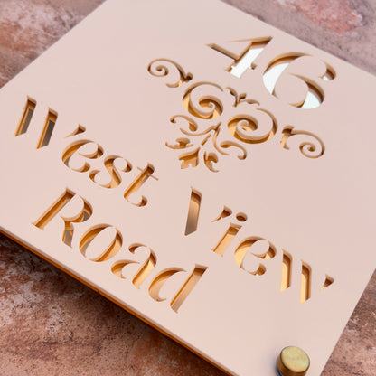 Baroque Single Border House Sign, custom address plaque