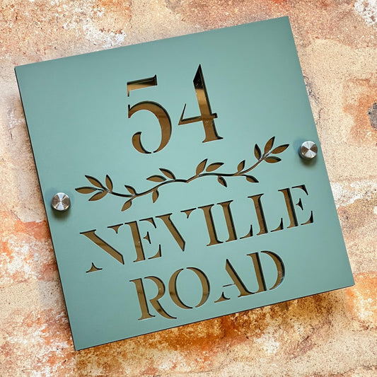 Laurel border House Sign, custom address plaque