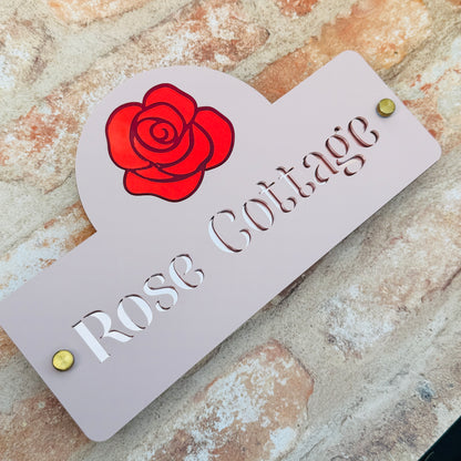 Rose House Sign, custom address plaque