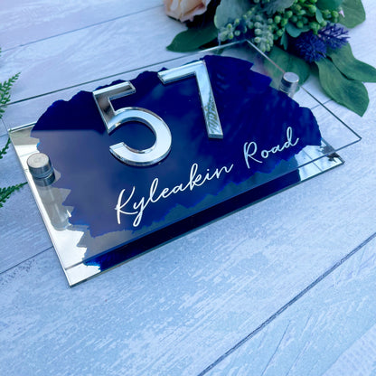 Navy Blue House Sign, custom address plaque