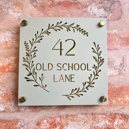Laurel Wreath House Sign, custom address plaque