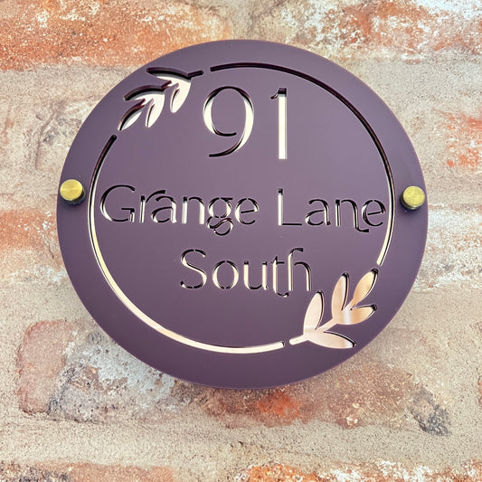 Round Wreath House Sign, custom address plaque
