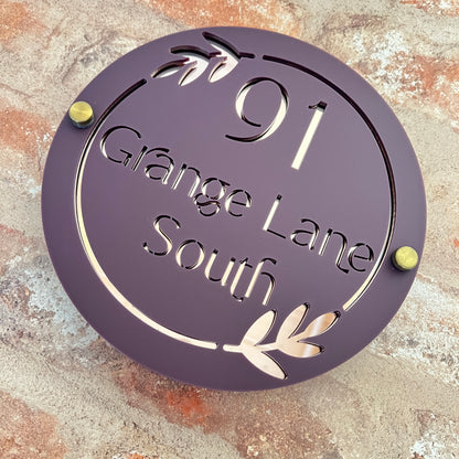 Round Wreath House Sign, custom address plaque