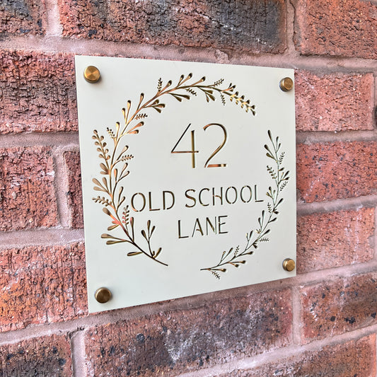 Laurel Wreath House Sign, custom address plaque
