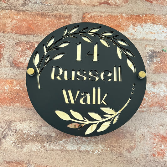 Circle Wreath House Sign, custom address plaque