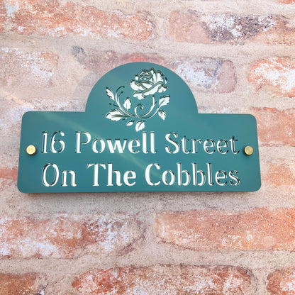 Rose Emblem House Sign, custom address plaque