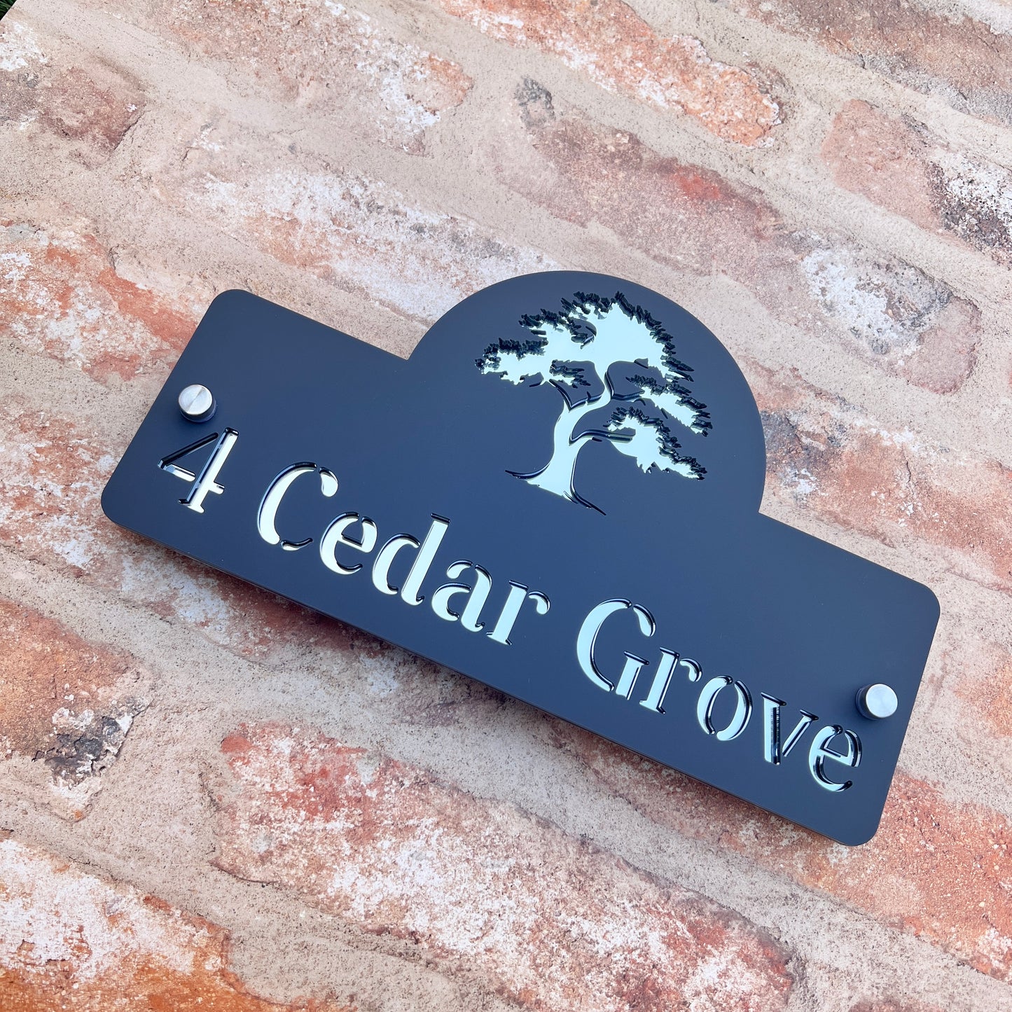 Cedar Tree House Sign, custom address plaque
