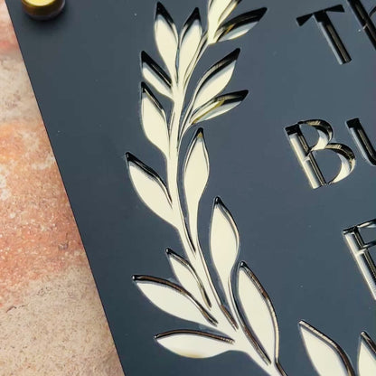 Family Laurel House Sign, custom address plaque