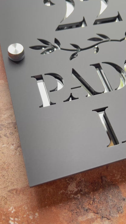 Laurel border House Sign, custom address plaque