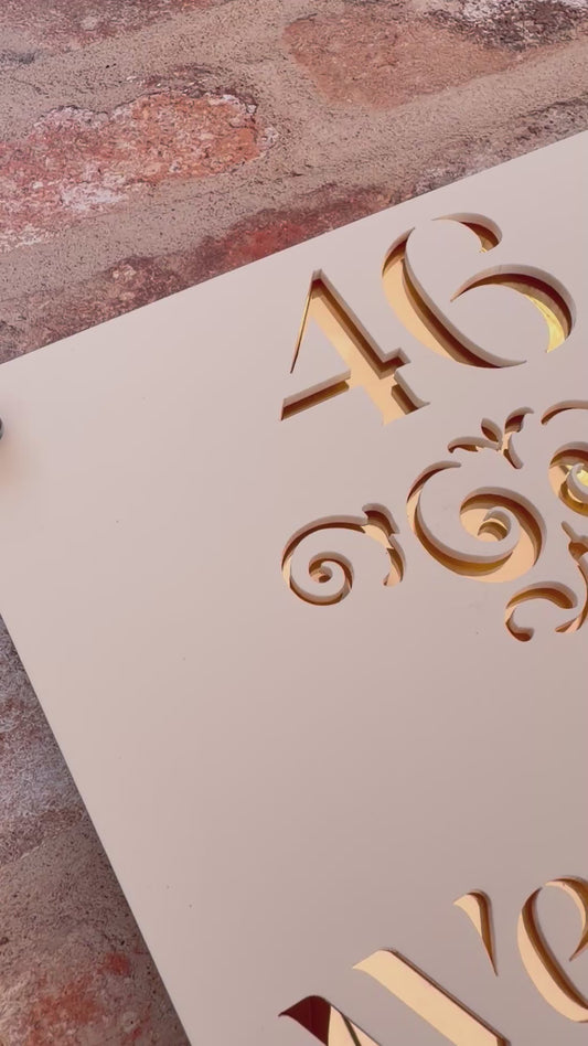 Baroque Single Border House Sign, custom address plaque