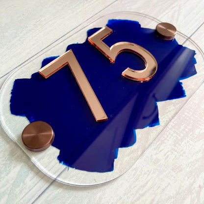 Navy Blue House Sign, custom address plaque