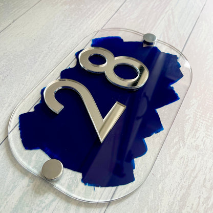 Navy Blue House Sign, custom address plaque
