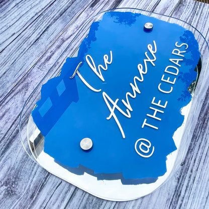 Royal Blue House Sign, custom address plaque
