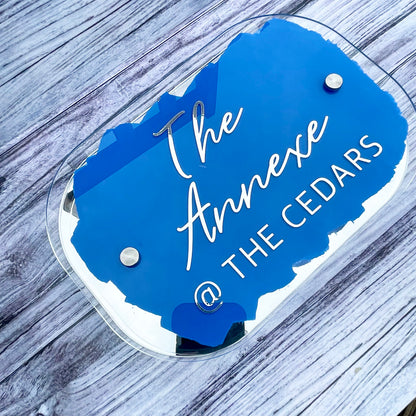 Royal Blue House Sign, custom address plaque