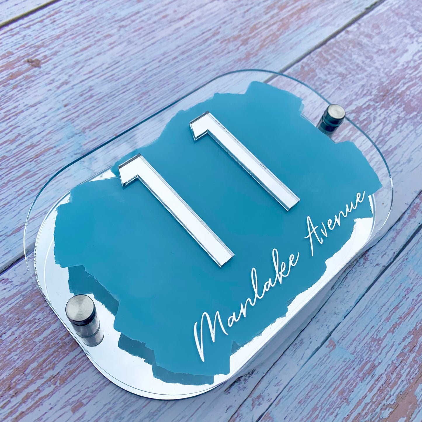 Powder Blue House Sign, custom address plaque