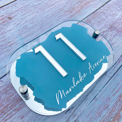 Powder Blue House Sign, custom address plaque